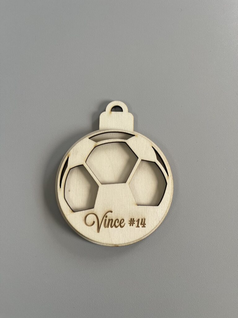 Kerstbal voetbal met naam