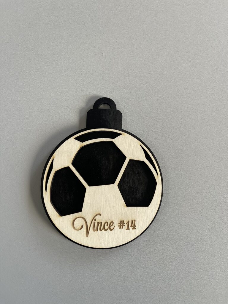 Kerstbal voetbal met naam
