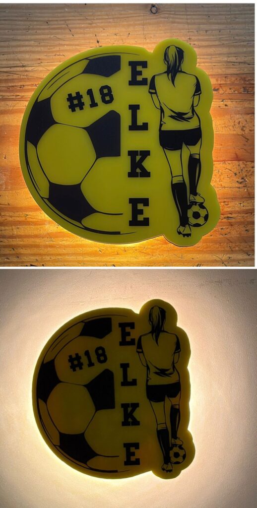 Gepersonaliseerde LED wandlamp – Voetbal