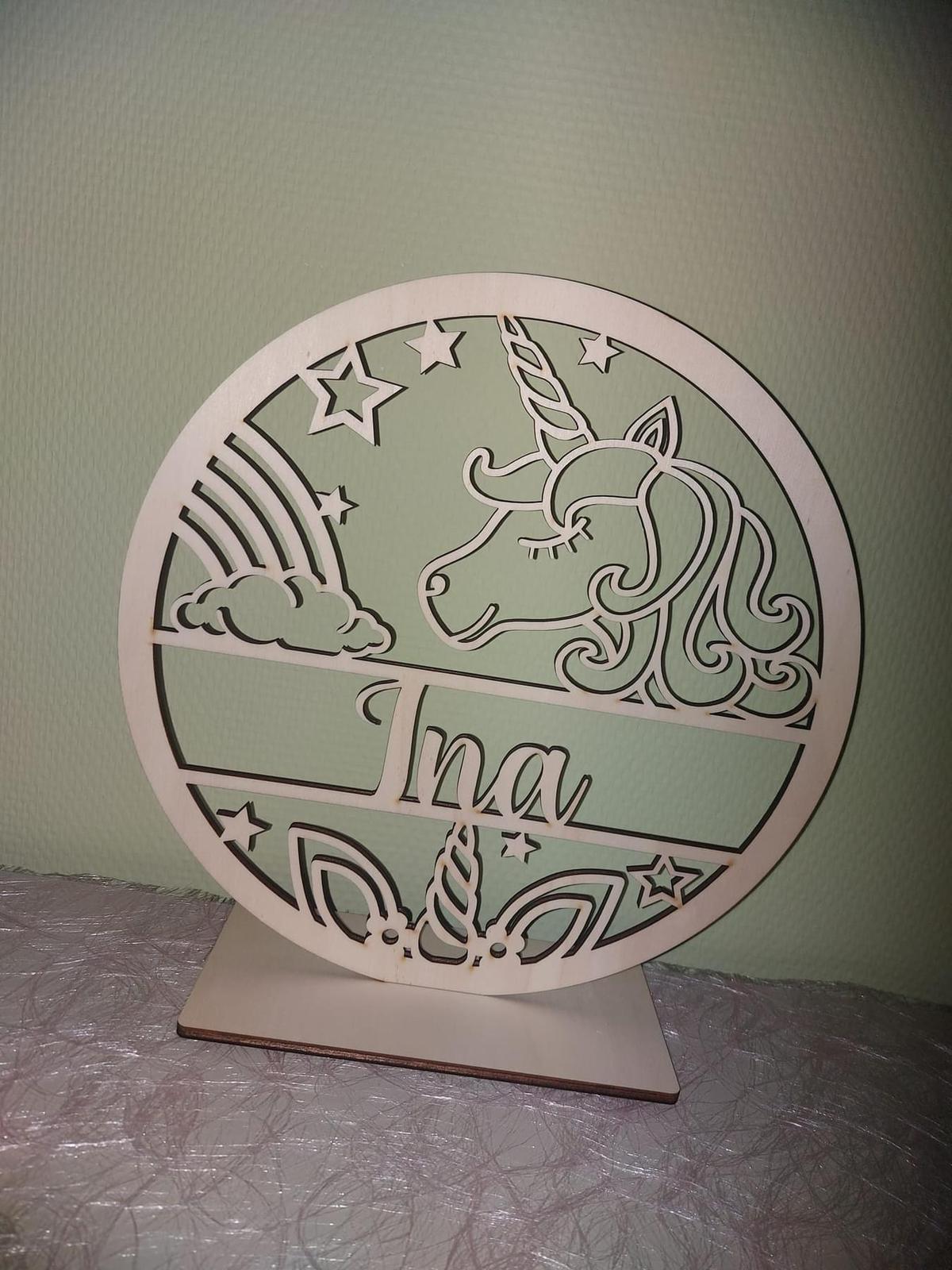 Naamcirkel 25cm Eenhoorn - Afbeelding 1