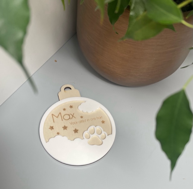 Kerstbal Hond - Voor altijd in ons hart - Afbeelding 1