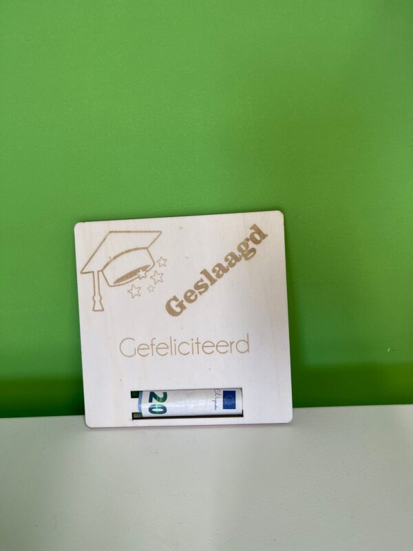 Geldkaart geslaagd gefeliciteerd